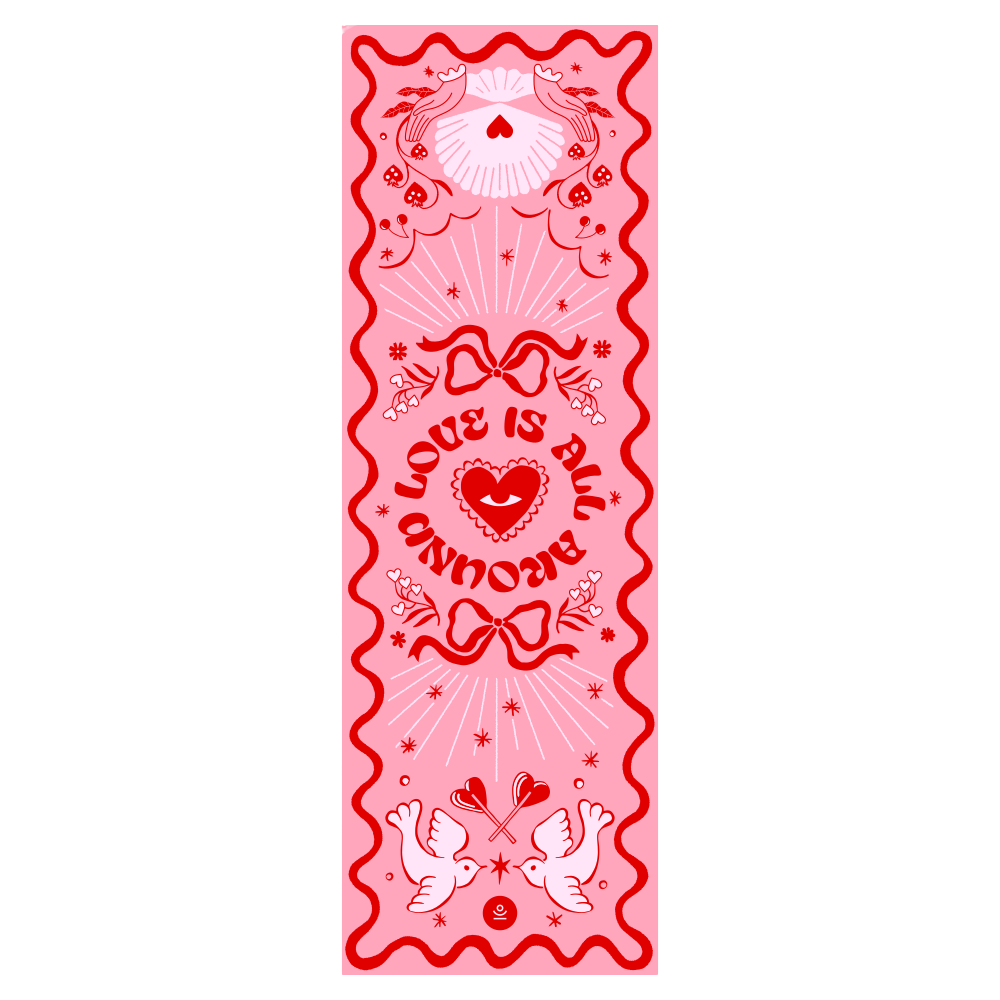 różowa kauczukowa antypoślizgowa mata do jogi Love