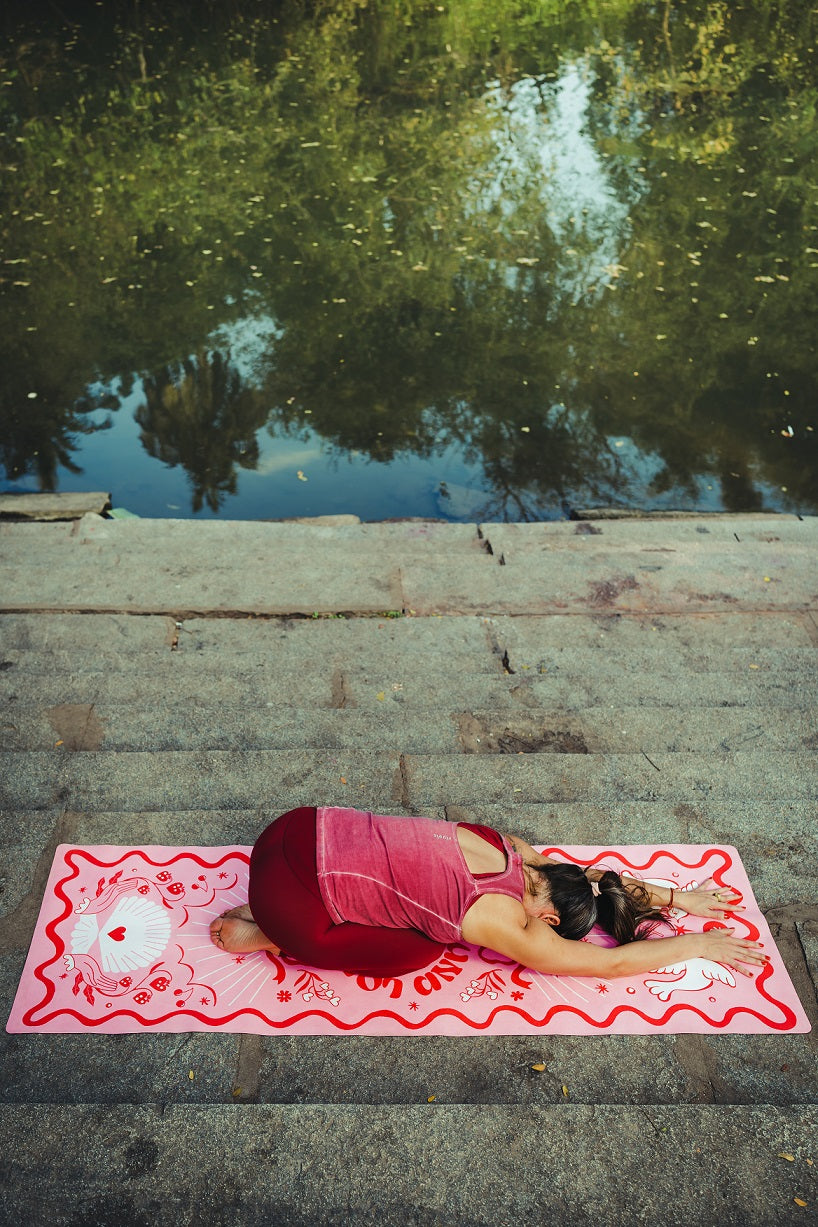 podróżna antypoślizgowa różowa mata do jogi